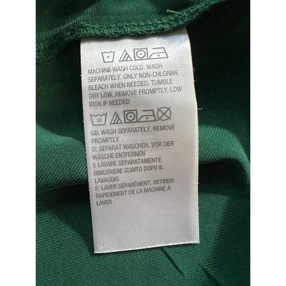 Susan Graver Top Medium Green Liquid Knit Chiffon Ribbon Bow Tie Neck Blouse - Picture 9 of 10